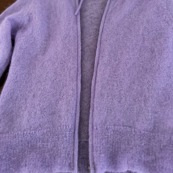 J Crew Deep Purple Mohair Blend Cardigan with Full Zip Turtle Neckline Size L - Picture 6 of 7